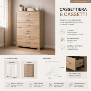 Cassettiera 6 cassetti