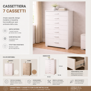 Cassettiera 7 cassetti LUX