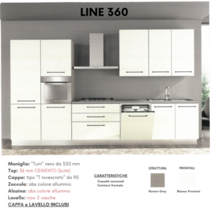 Cucina LINE 360 cm + Poker Elettrodomestici