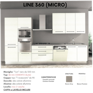 Cucina 360 cm (Micro) + Cinquina Elettrodomestici