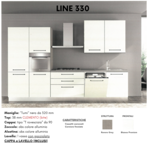 Cucina LINE 330 cm + Poker Elettrodomestici