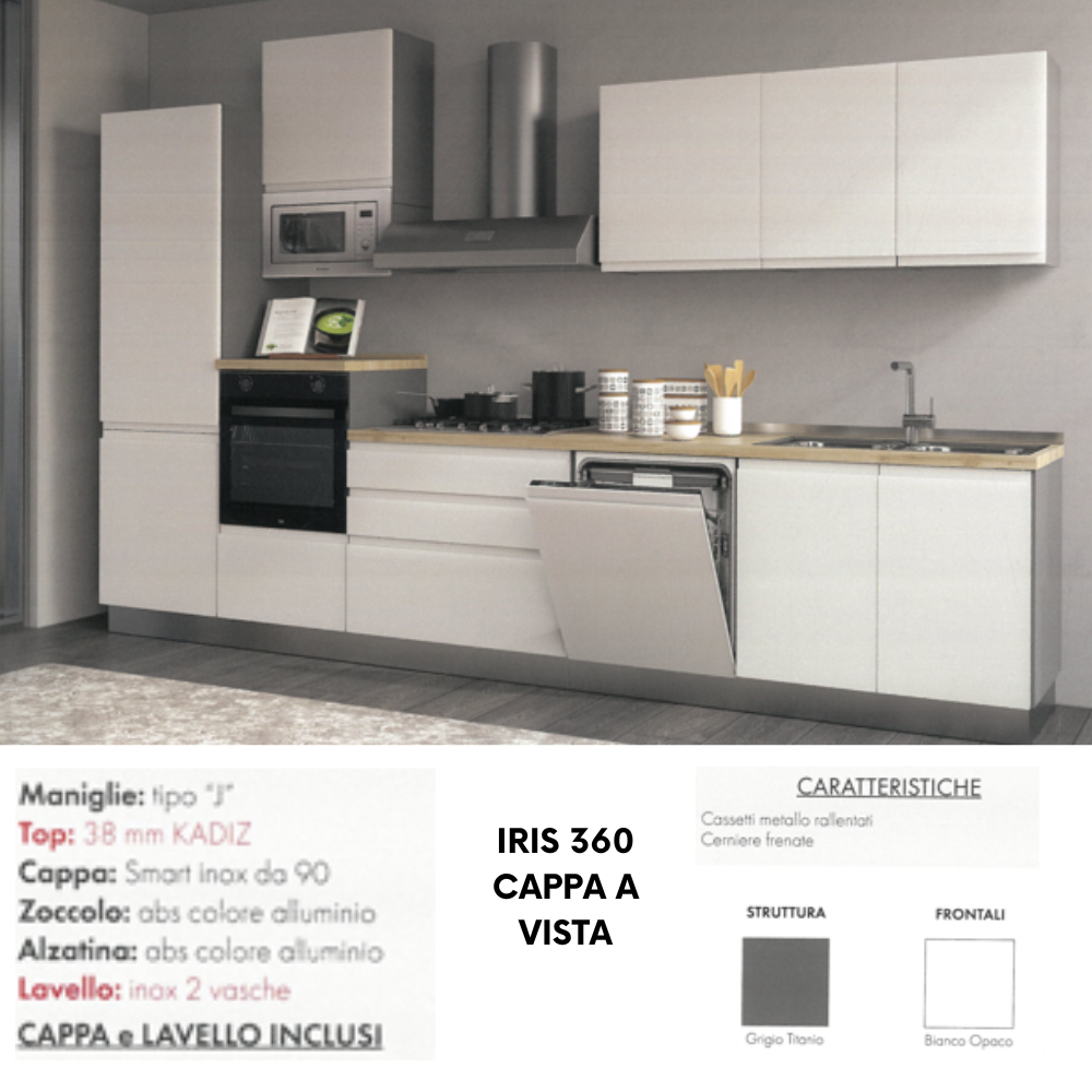 Cucina IRIS 360 cm + Cinquina (Cappa a vista) - immagine 2