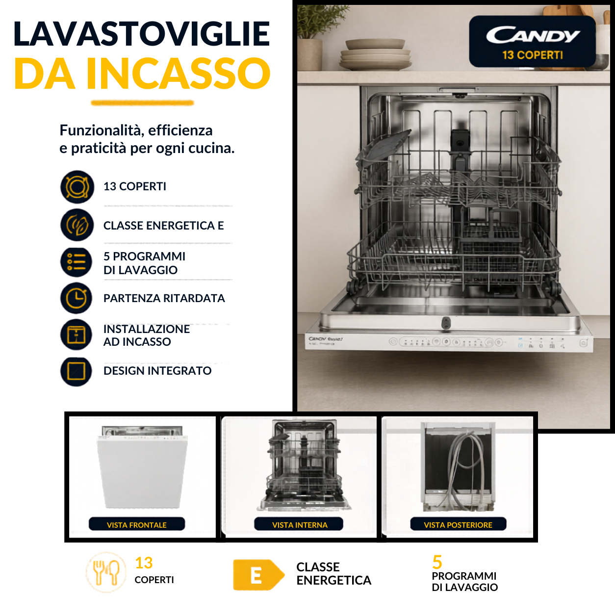 Lavastoviglie Candy 13 Coperti - Controllo remoto
